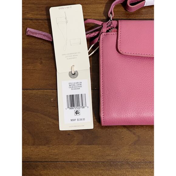NWT: Lucky Brand - Women's Leather, Raspberry, Convertible, Azbi Crossbody Bag - Picture 6 of 7